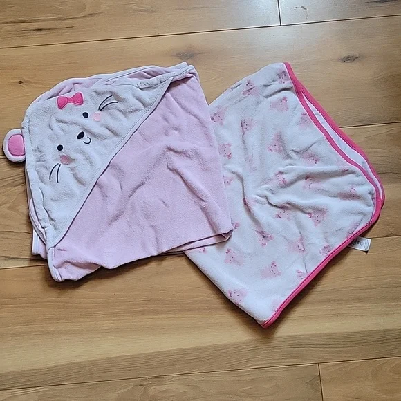 *3/$15* Carter's JOY Girl Baby Bath Towels Pink Mouse - Picture 1 of 4